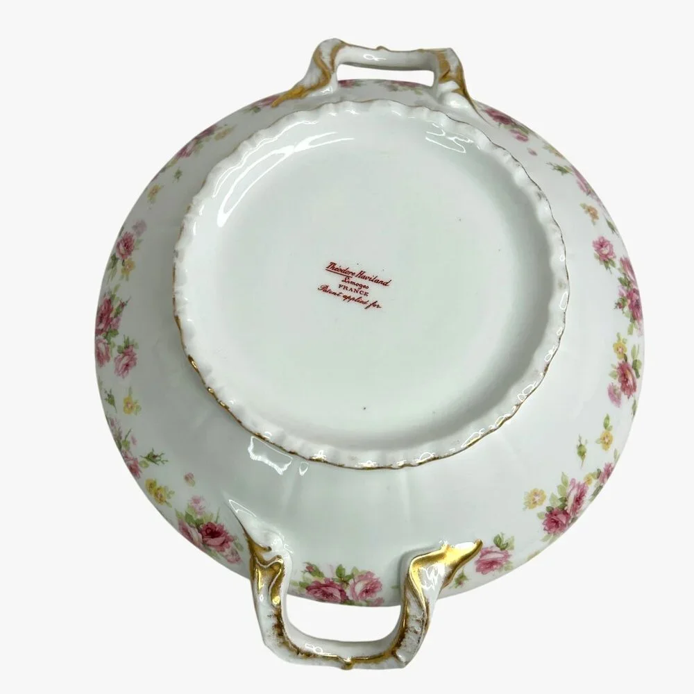 Antique Theodore Haviland Limoges France Covered Serving Bowl With‎ Lid Floral